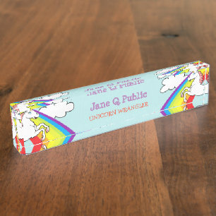 Placa De Nombre Arco iris del unicornio