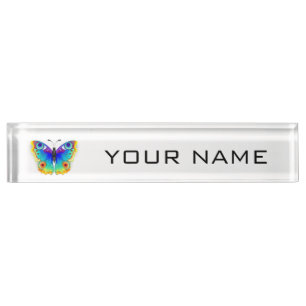Placa De Nombre Arcoiris mariposa Peacock Eye