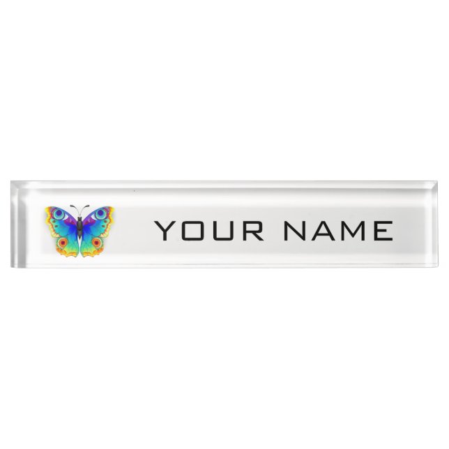 Placa De Nombre Arcoiris mariposa Peacock Eye (Anverso)