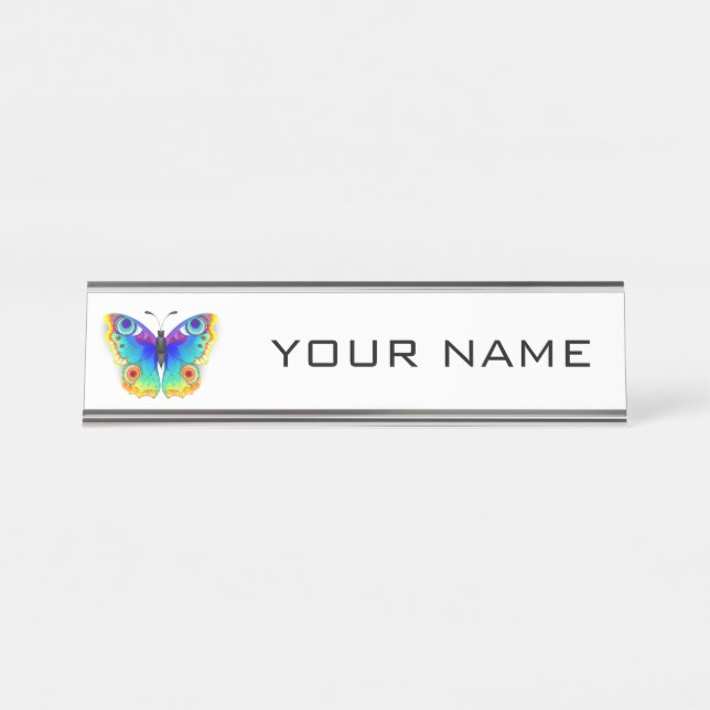 Placa De Nombre Arcoiris mariposa Peacock Eye (Anverso)