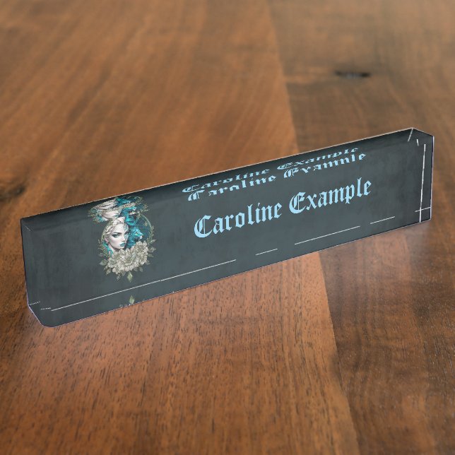 Placa De Nombre Armonía de los elementos, la mujer con león. (Lateral)