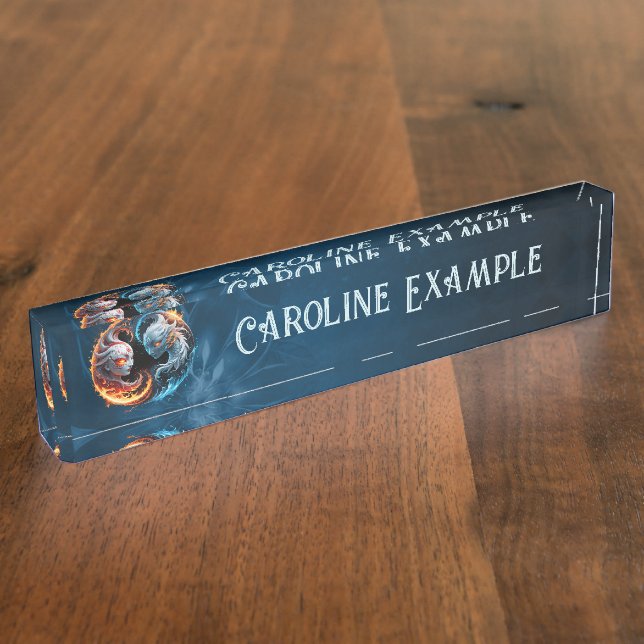 Placa De Nombre Armonía elemental, yin y yang de la naturaleza. (Lateral)