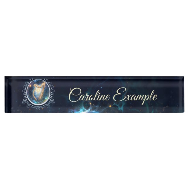 Placa De Nombre Arpa Celestial de los Cielos Llenos de Luna. (Anverso)