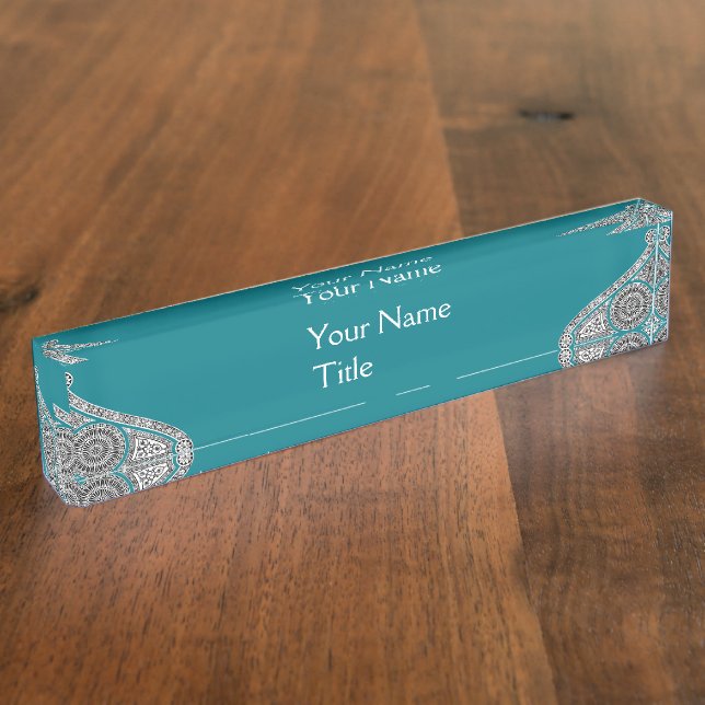 Placa De Nombre ARQUITECTO DE RENACIMIENTO,Arquitectura,Verde azul (Lateral)