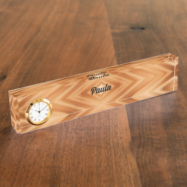 Placa De Nombre Arte de patrones de madera - Estilo moderno (Lateral)