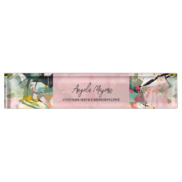 Placa De Nombre Arte Floral Abstracto Moderno Personalizado