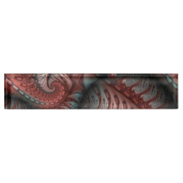 Placa De Nombre Arte fractal de fantasía vívida abstracta marrón a