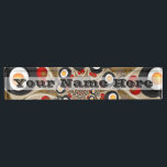 Placa De Nombre Arte fractal divertido de brunch, tomates, huevos<br><div class="desc">Arte fantástico genial y único de fractal, 
salpanquetas y huevos abstractos modernos divertidos.
Diseño para su placa de nombre de escritorio de alimentos inusual decorativo y más.
Personalice el producto agregando su propio
nombre o texto usando la plantilla de texto.</div>