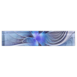 Placa De Nombre Arte fractal moderno abstracto lavanda azul
