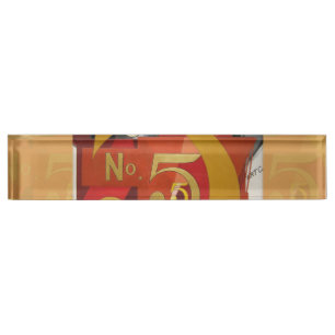 Placa De Nombre Arte moderno Cubista Demuth Figura 5 en Oro