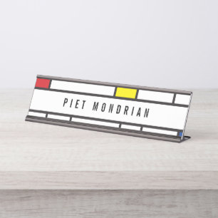 Placa De Nombre Arte Moderno De Stijl Geométrico Minimalista Mondr