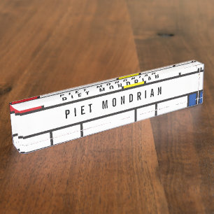 Placa De Nombre Arte Moderno De Stijl Geométrico Minimalista Mondr