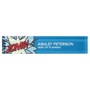 Placa De Nombre Arte Pop Comic Flash ZOMG