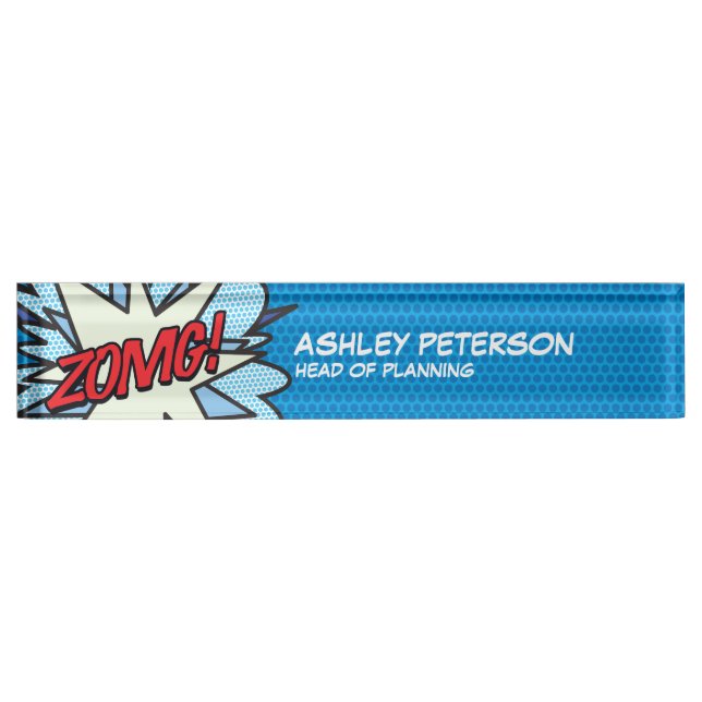 Placa De Nombre Arte Pop Comic Flash ZOMG (Anverso)