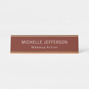 Placa De Nombre Artista de maquillaje Marrón Rojo Único Negocio