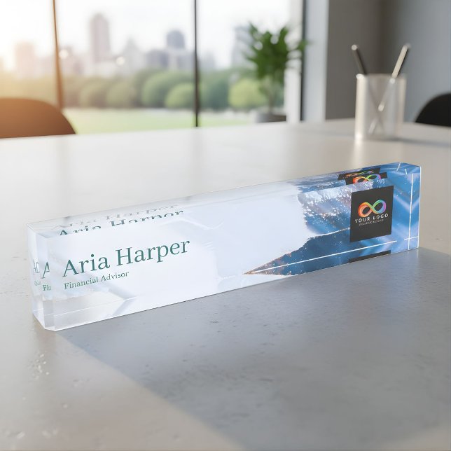 Placa De Nombre Asesor Financiero Personalizado Modernas Ondas de  (Subido por el creador)