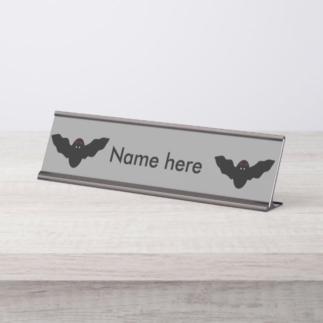 Placa De Nombre Asombroso Rótulo de mesa de Personalizado de Bat d (Anverso)