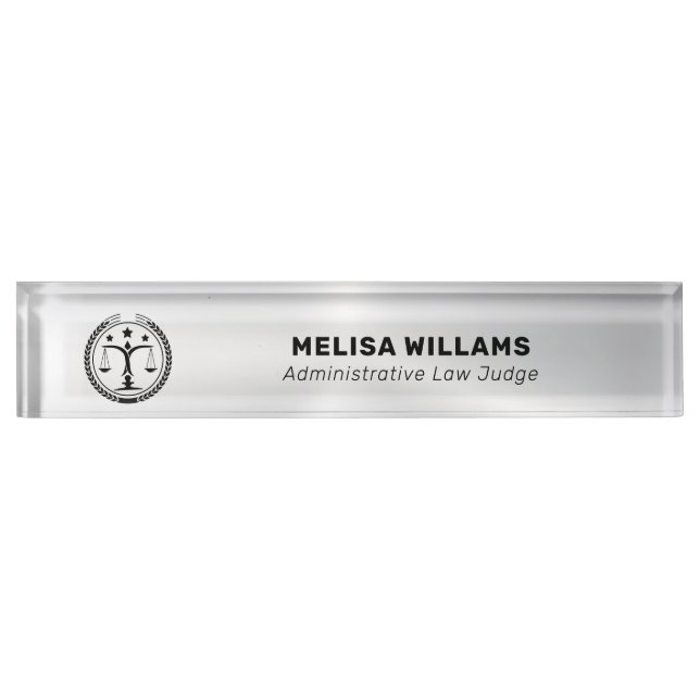 Placa De Nombre Aspecto de plata metálica y negro (Anverso)