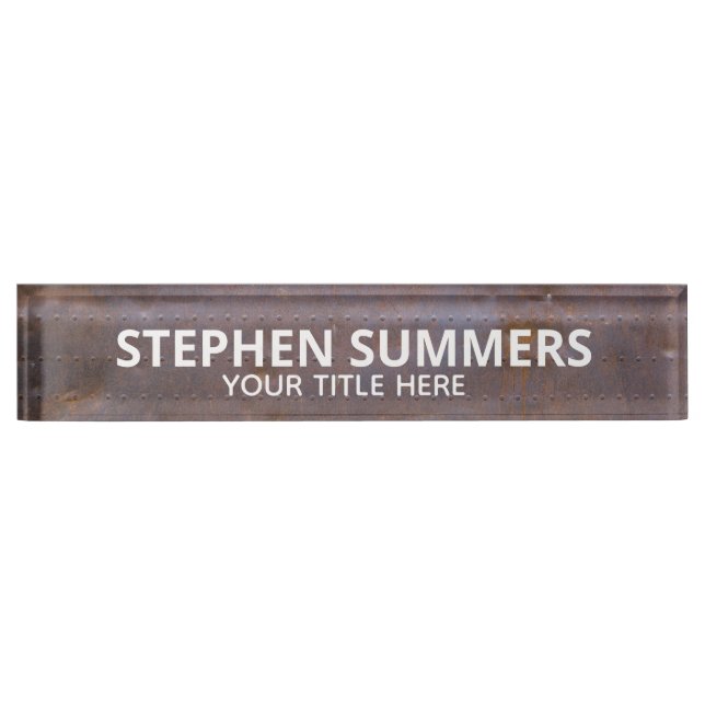 Placa De Nombre Aspecto industrial Metalizado Textura (Anverso)