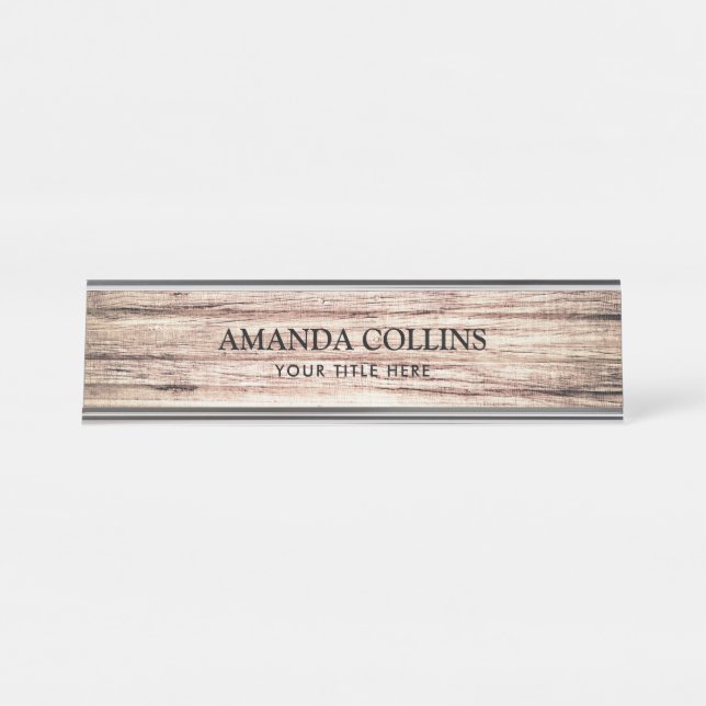 Placa De Nombre Aspecto rústico de madera de granero (Anverso)