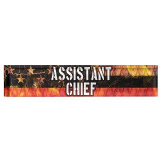Placa De Nombre Assistant Chief Firefighter Flag