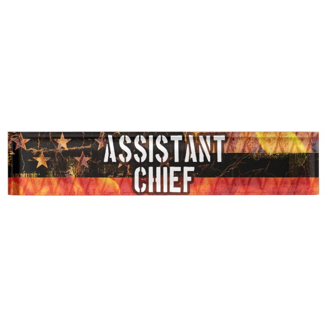 Placa De Nombre Assistant Chief Firefighter Flag (Anverso)