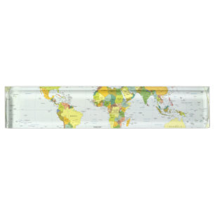 Placa De Nombre Atlas del País del Mapa Mundial