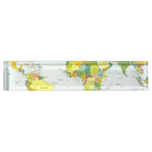 Placa De Nombre Atlas del País del Mapa Mundial