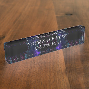 Placa De Nombre Aurora Borealis en el fractal de medianoche
