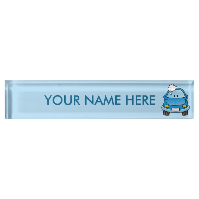 Placa De Nombre Auto azul con burbujas (Anverso)
