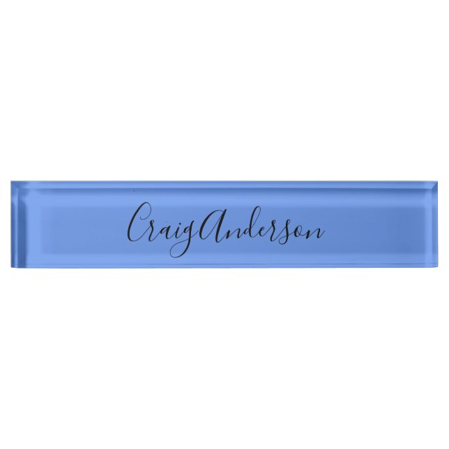 Placa De Nombre Azul de Cornflower Moderno Profesional (Anverso)