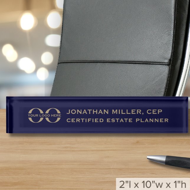 Placa De Nombre Azul marino con logotipo comercial (Subido por el creador)