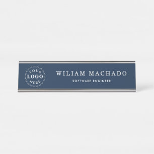 Placa de nombre azul marino profesional para ingen