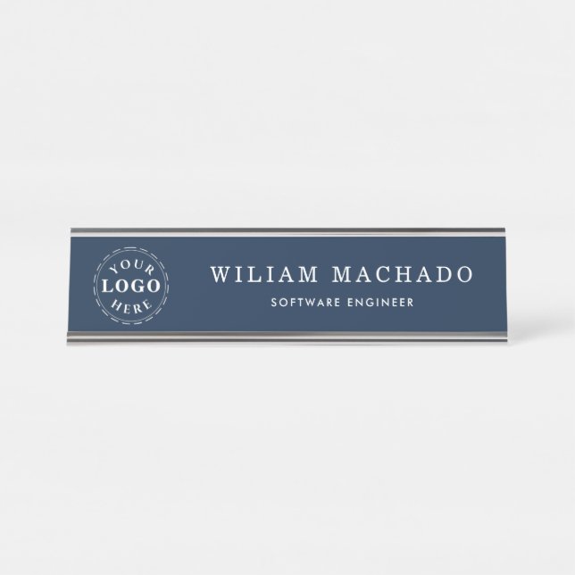 Placa de nombre azul marino profesional para ingen (Anverso)