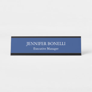 Placa De Nombre Azul oscuro minimalista personalizado añade tu nom