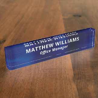Placa De Nombre Azul Profesional Falso Metal Personalizado