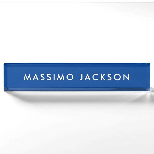 Placa De Nombre Azul Profundo Moderno Profesional de Moda (Anverso)