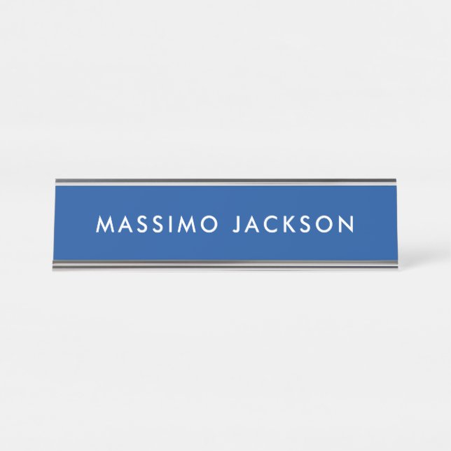 Placa De Nombre Azul Profundo Moderno Profesional de Moda (Anverso)