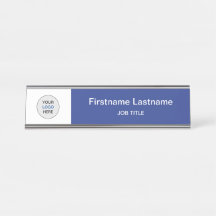 Azul Tu logotipo Moderno Nombre De Escritorio Plac