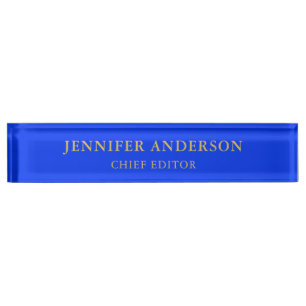 Placa De Nombre Azul Ultramarino Oro Profesional Moderno Plano