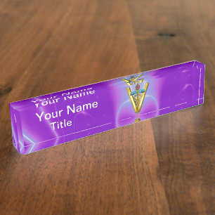 Placa De Nombre Azul verde azulado púrpura del SÍMBOLO VETERINARIO