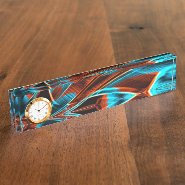 Placa De Nombre Azules y rojos bastante retorcidos quemados con ra (Lateral)