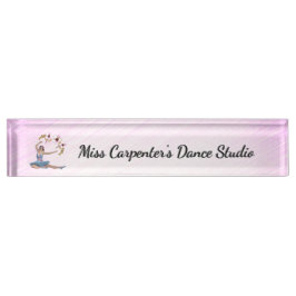 Placa De Nombre Bailarina en azul personalizado rosa