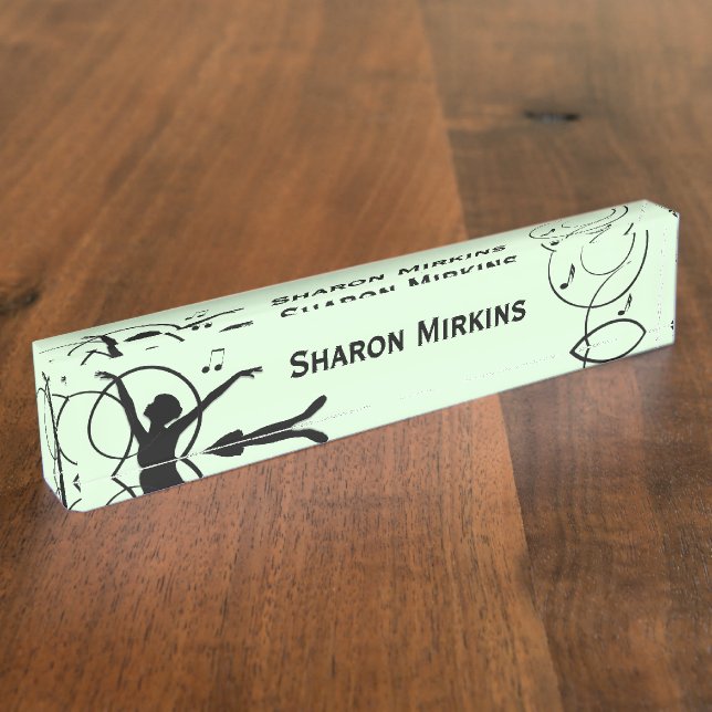 Placa De Nombre Baile Ballerina con música verde (Lateral)