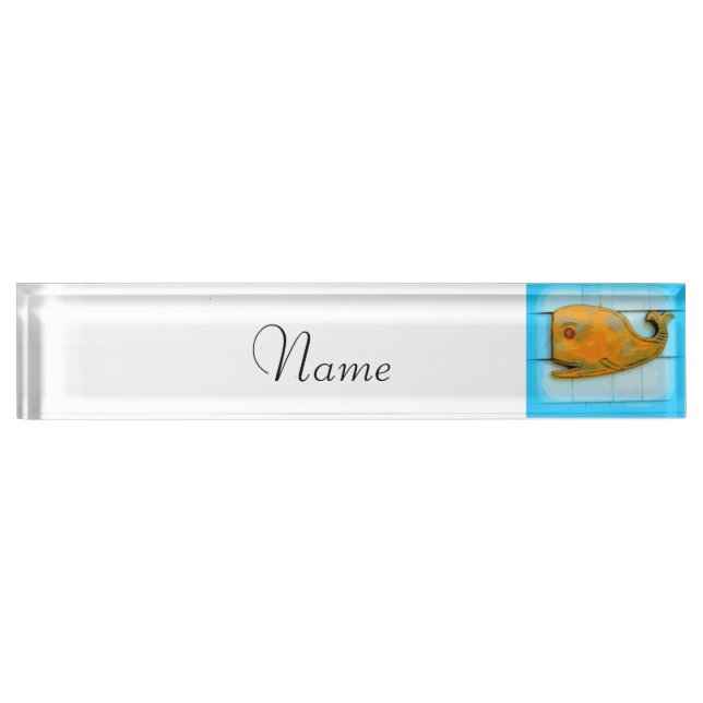 Placa De Nombre ballena feliz sonriente (Anverso)