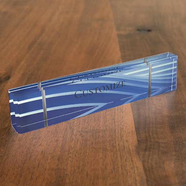 Placa De Nombre Bandas azules modernas (Lateral)
