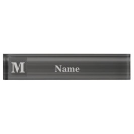 Placa De Nombre Bandas de carbón vegetal monogramo