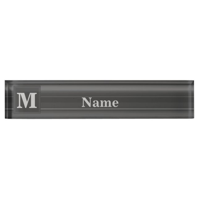 Placa De Nombre Bandas de carbón vegetal monogramo (Anverso)