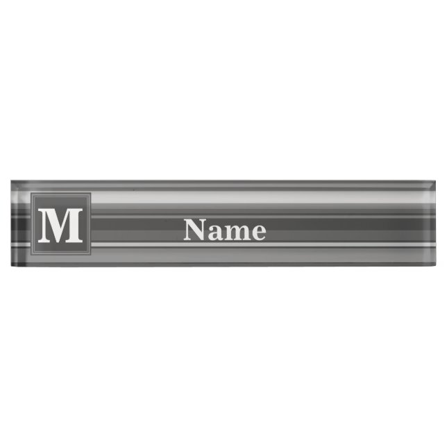 Placa De Nombre Bandas grises monográficas (Anverso)