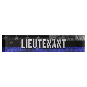 Placa De Nombre Bandera alterada de la línea azul Teniente Thin
